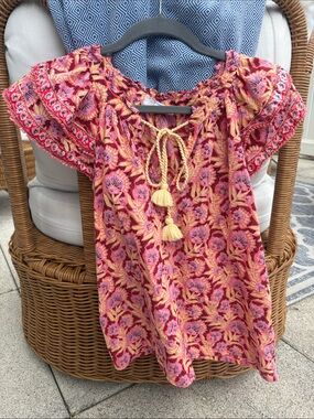 OMIKA 100% cotton Floral Tie-Front Blouse
